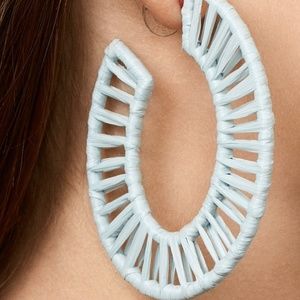 BaubleBar Jewelry - NWT! Soft Blue Raffia Hoop Earrings BaubleBar Jewelry - NWT! Soft Blue Raffia Hoop Earrings